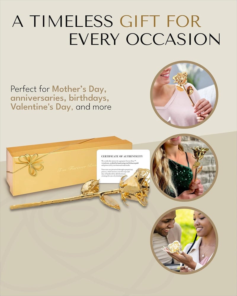 Forever Rose 24K Gold Dipped Real Rose with Gold Gift Box - Image 5